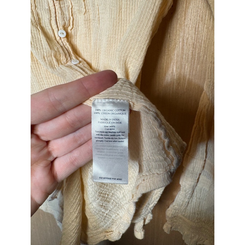 Faherty Womens Organic Cotton Gauze Victorian Ruffle Blouse Cream Ivory Medium - Picture 5 of 6